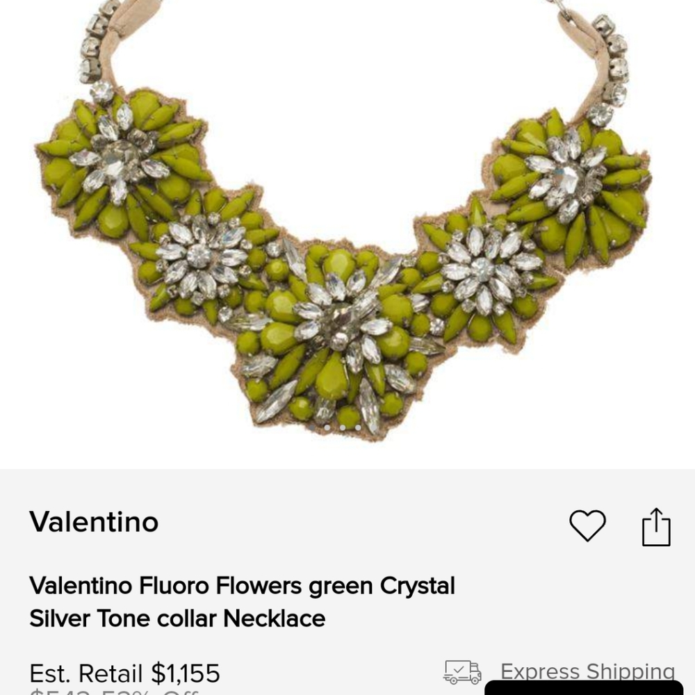 Green flowers crystals collar - Picture 5 of 5
